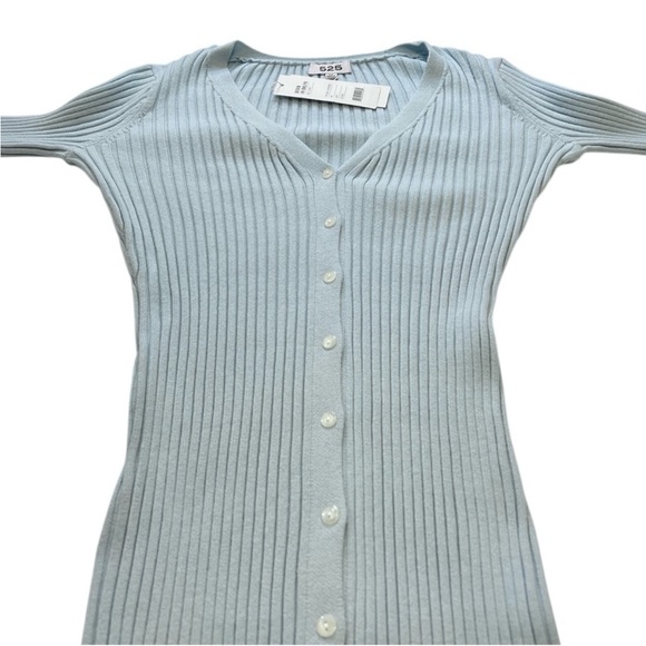 525 America Long Sleeve Ribbed Dress Set - Beige and Light Blue - Picture 13 of 13